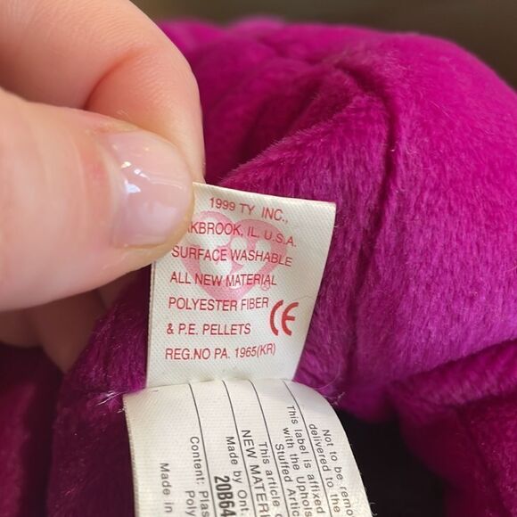 Vintage 1999 Original Ty Beanie Baby Millennium the Purple Bear Excellent Condi… - Picture 6 of 6